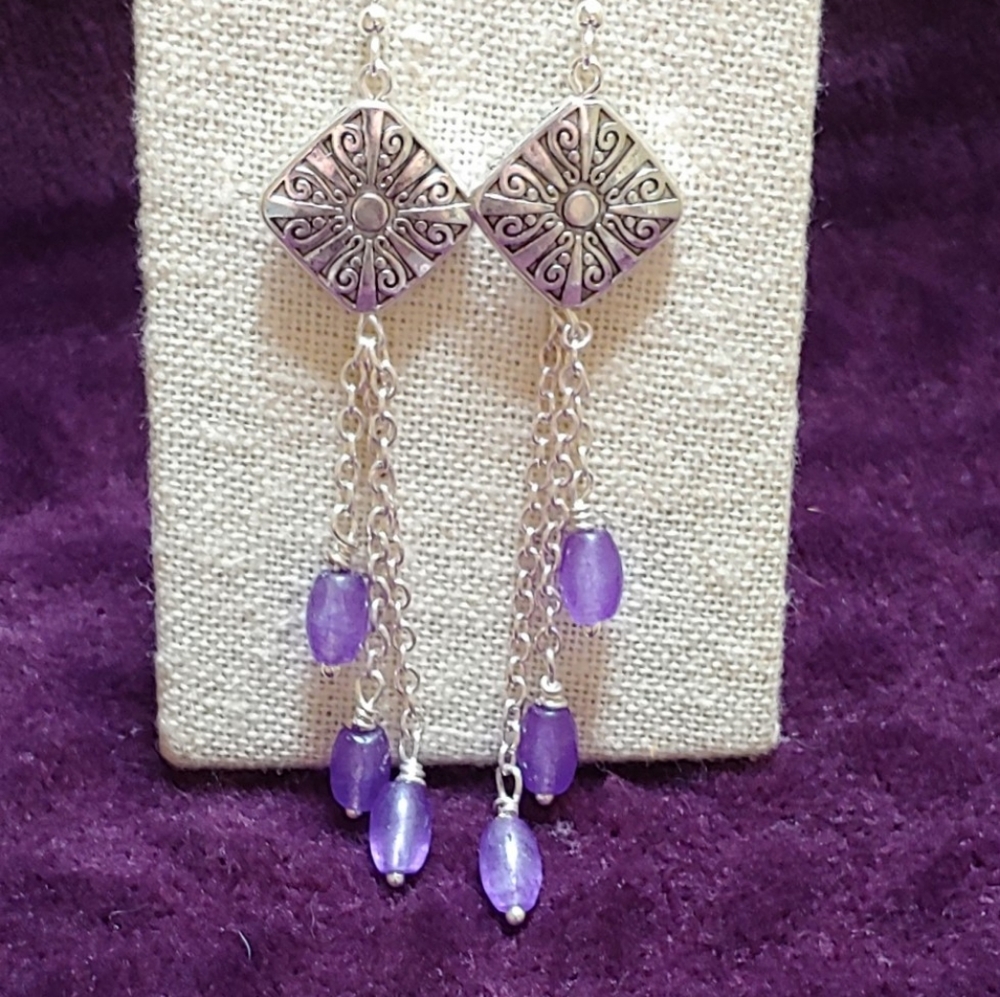 Silver & Purple Handmade Earrings